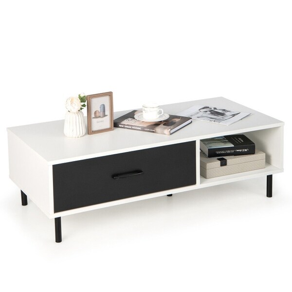 Modern 2-Tier Coffee Table Accent Cocktail Table with Storage - 43.5