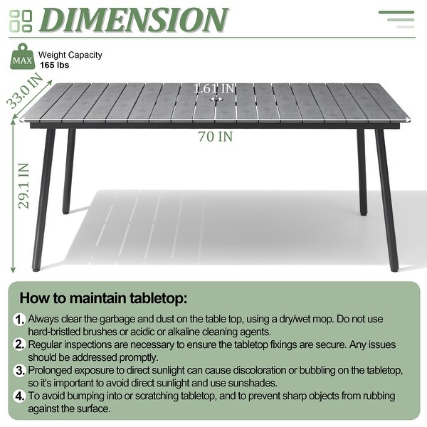 VredHom Outdoor Patio Aluminum Dining Table