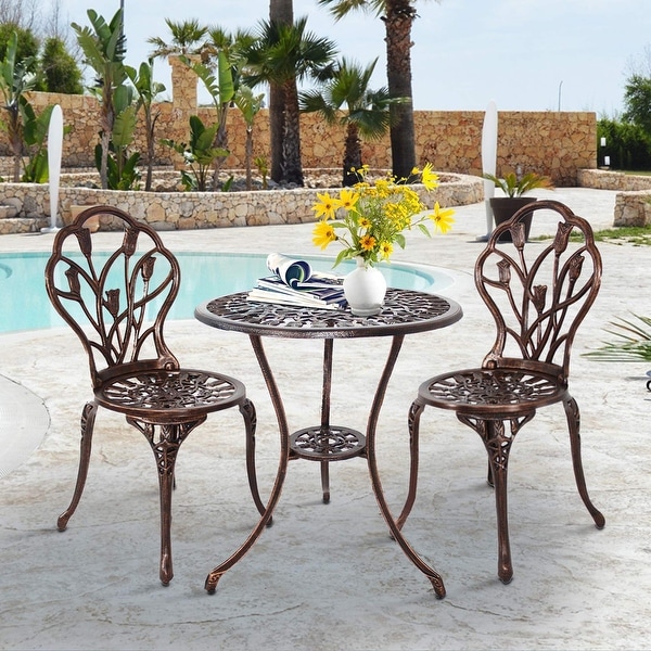 Outdoor Patio Cast Aluminum 3 Piece Bistro Set