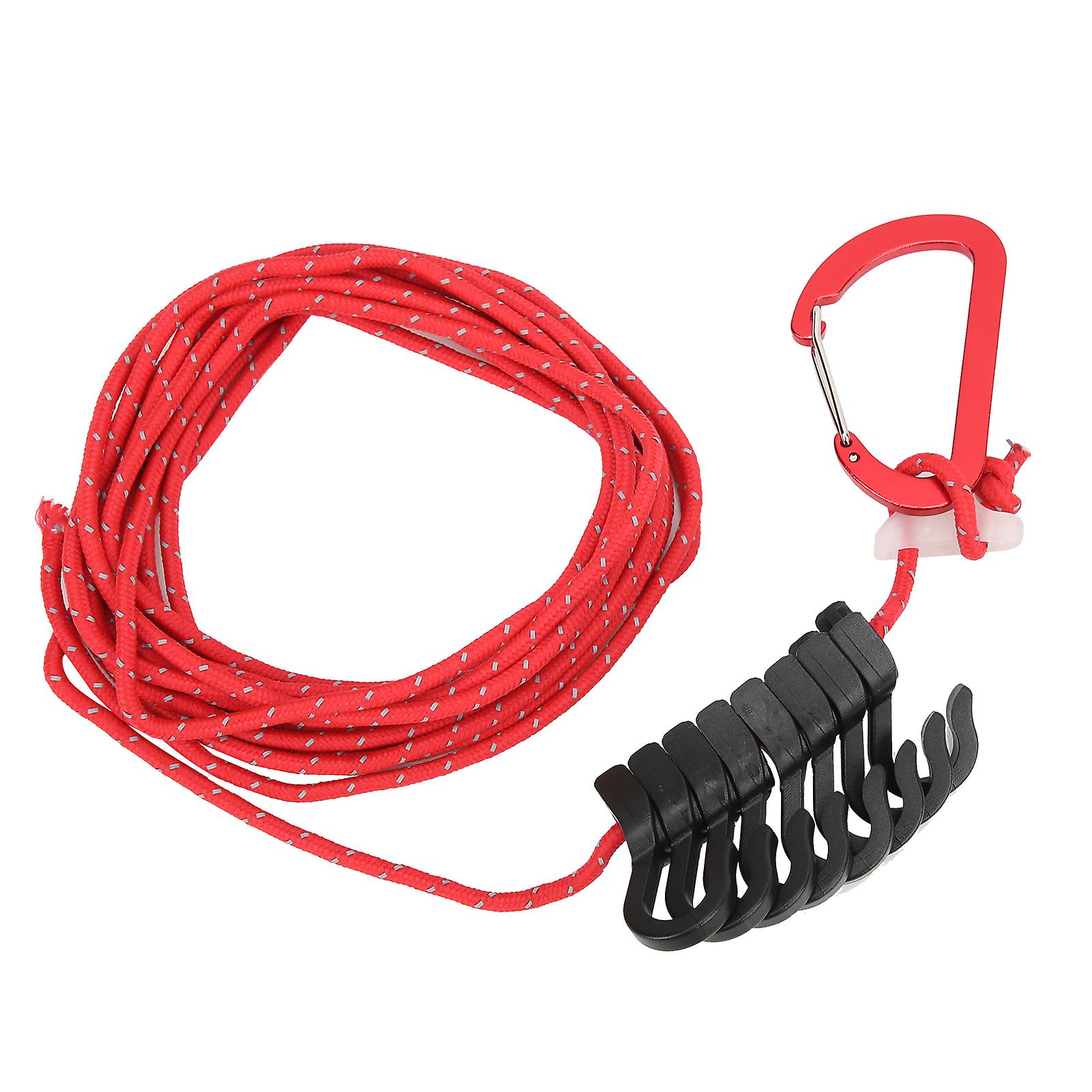 Camping Hanging Rope Outdoor Portable Multifunctional Adjustable Antiskid Campsite Strap With Hookred