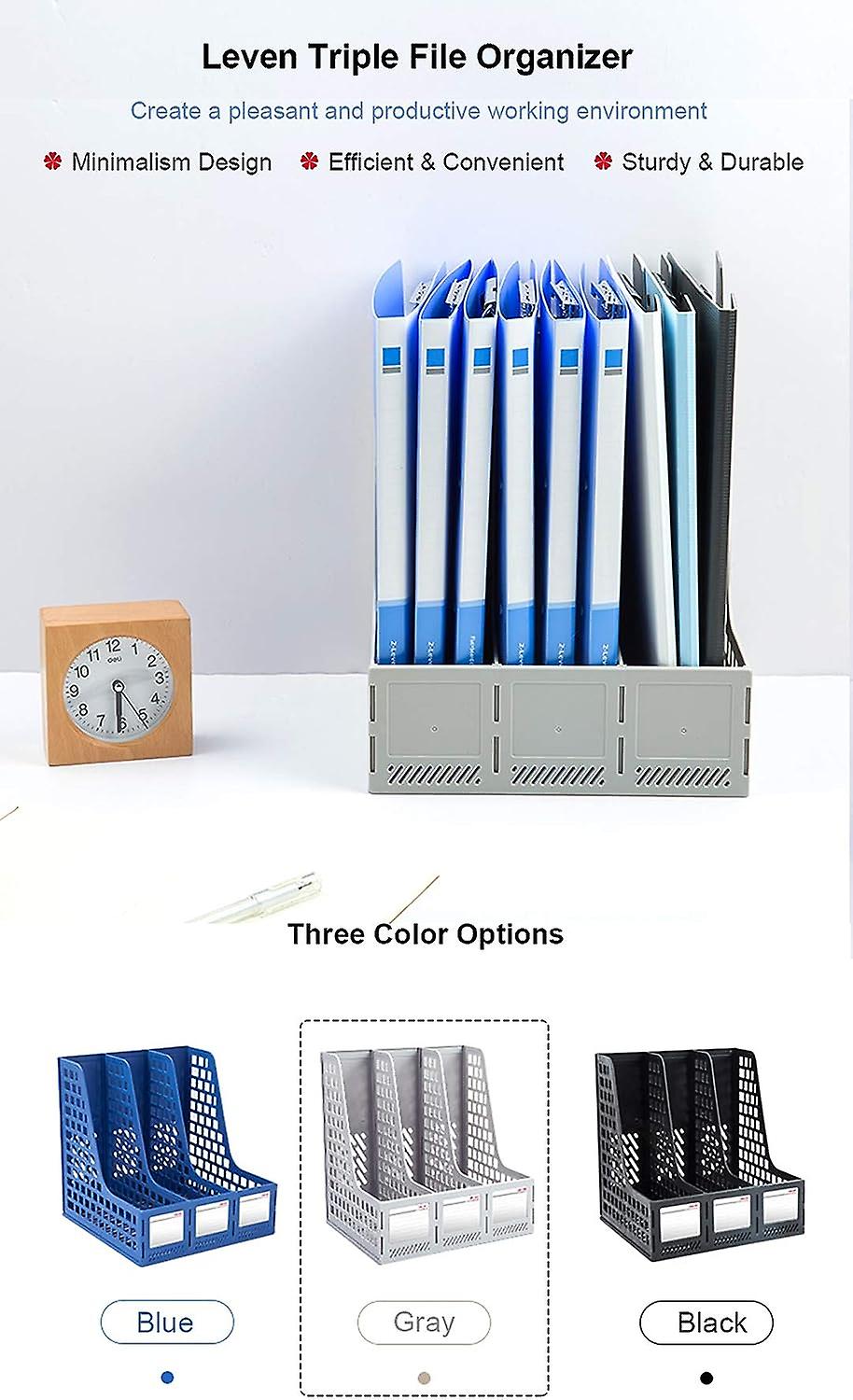 Vertical Desk Organizer， Magazine File Holder With 3 Large Compartments， Desktop Accessories For Home And Office Storage