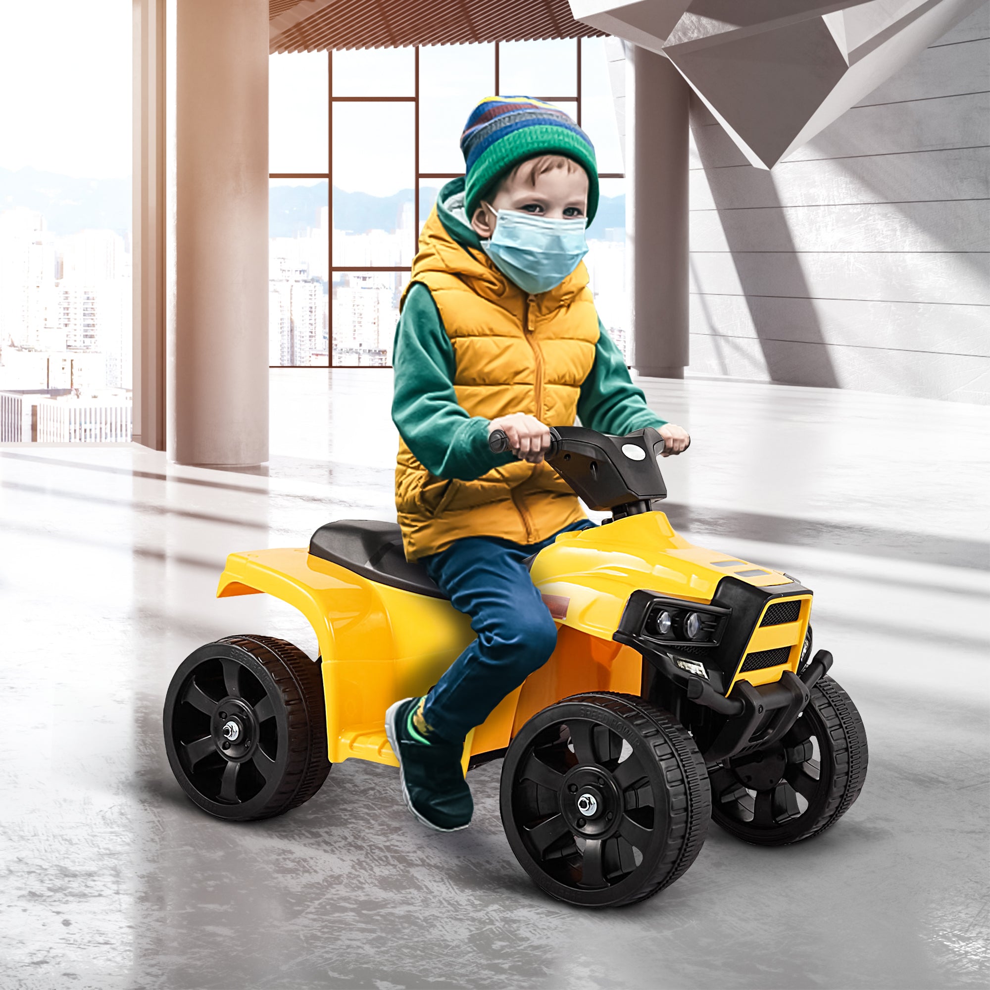 Seizeen Ride On Toy, 6V Ride On ATV for Kids, Electric 4 Wheeler Quad Bike, Ride On Car With Rechargeable Battery, Yellow