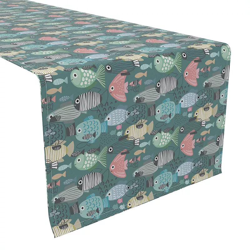 Table Runner， 100% Polyester， 12x72， Abstract Fish