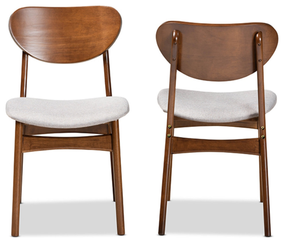 Katya Gray Fabric and Walnut Brown Finished Wood 2 Piece Dining Chair Set   Midcentury   Dining Chairs   by Fratantoni Lifestyles  Houzz