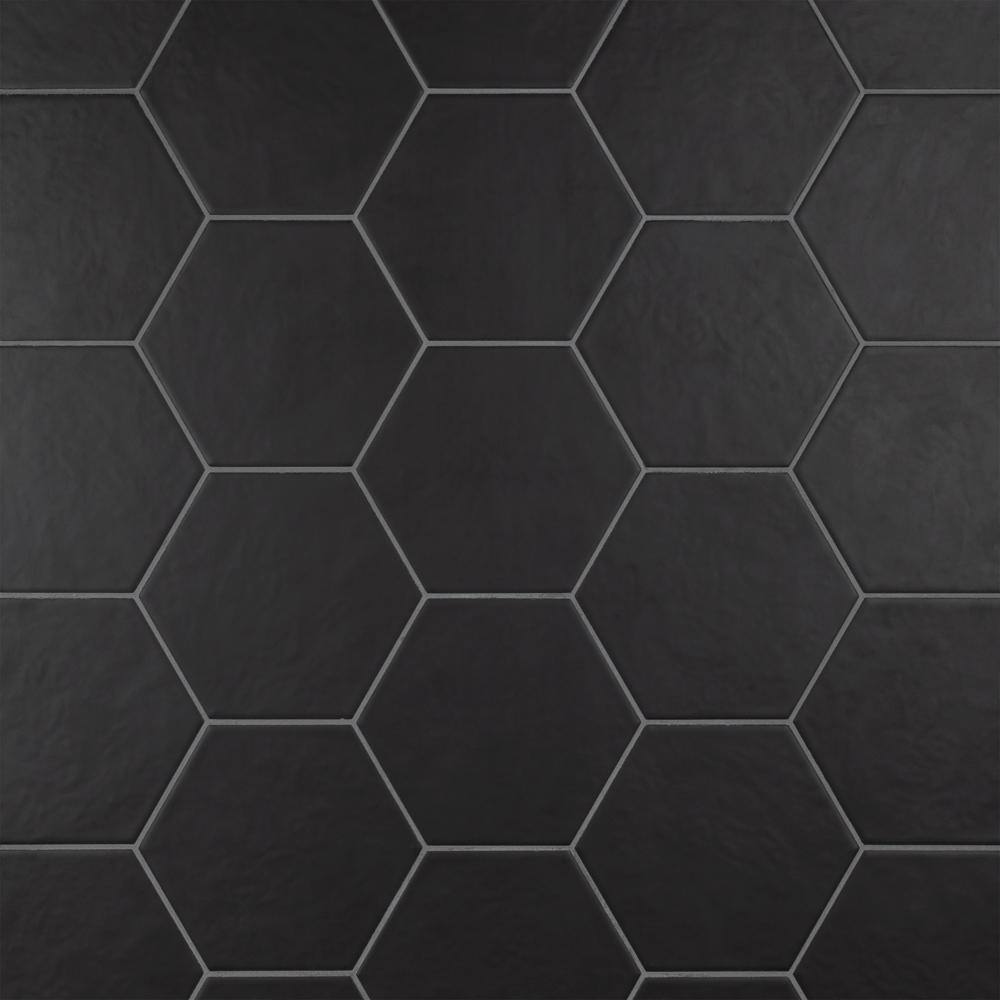 Merola Tile Hexatile Matte Nero 7 in. x 8 in. Porcelain Floor and Wall Tile (7.67 sq. ft.case) FEQ8HMN