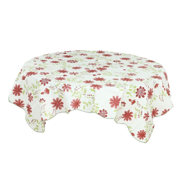 Vinyl Water Oil Resistant Printed Tablecloths Red Nine petals Flower Piccocasa