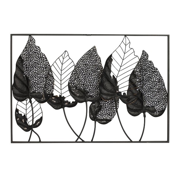 Metal Leaf Tall Cut out Wall Decor With Intricate Laser Cut Designs Black Olivia amp May