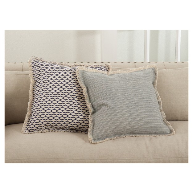 Canberra Fringed Moroccan Throw Pillow Navy Saro Lifestyle