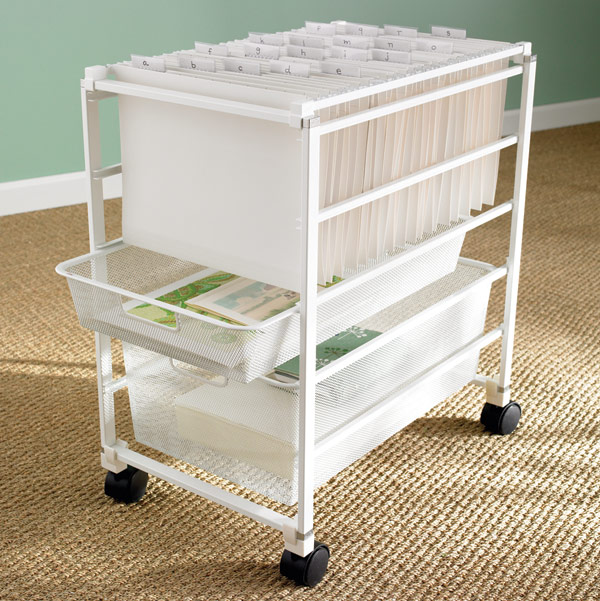 Elfa White Mesh File Carts