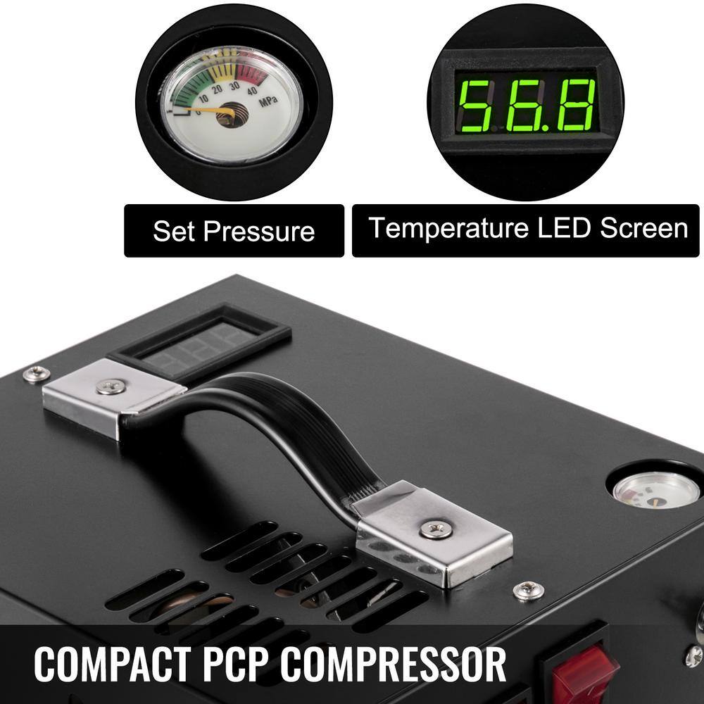 VEVOR PCP Air Rifle Pump 0.4 Gal. Capacity 4500 PSI Portable Electric Pancake Air Compressor 30MPa 12-Volt DC to 110-Volt AC GYDQBSDT000000001V1