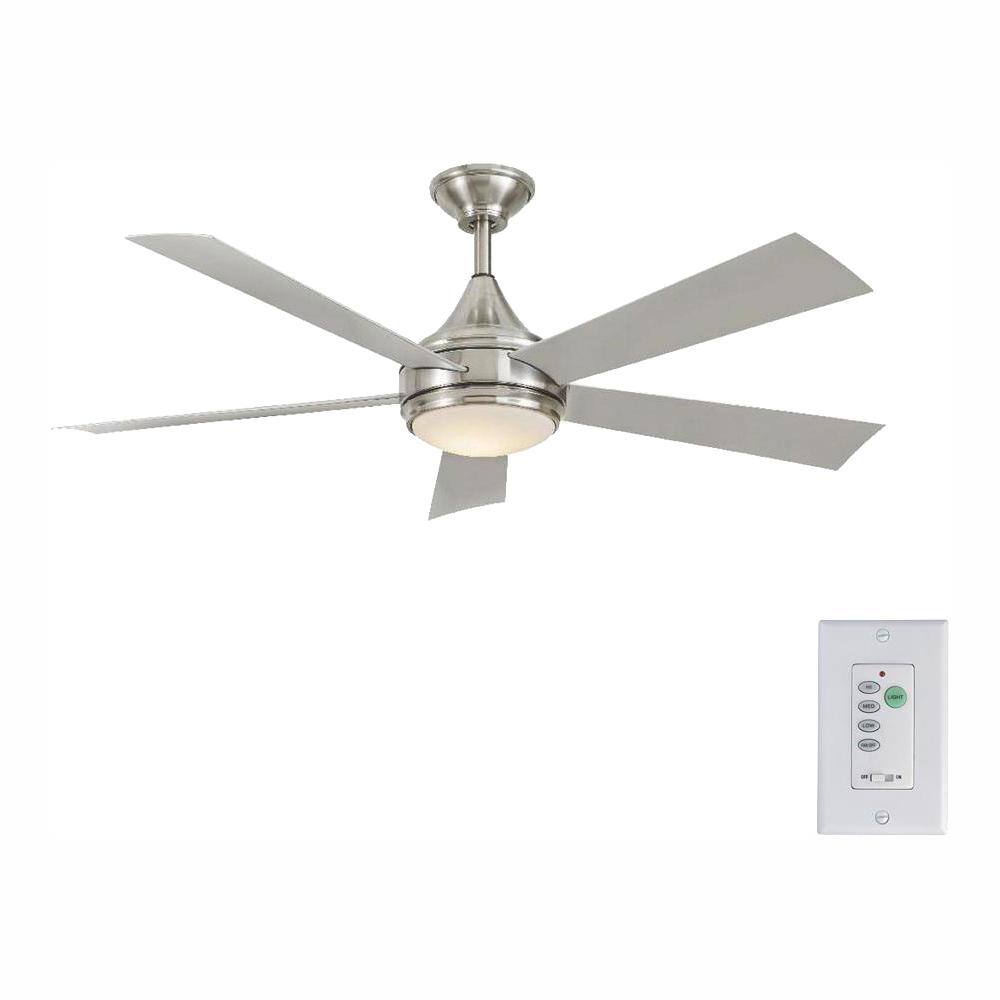 Home Decorators Collection Hanlon 52 in. Integrated LED IndoorOutdoor Stainless Steel Ceiling Fan with Light Kit and Wall Control YG533-SST-BN