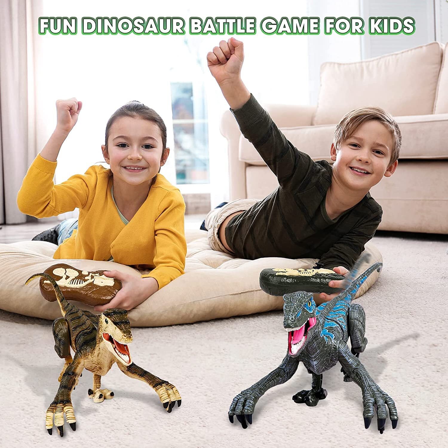 HopeRock Remote Control Dinosaur Toys for Kids， Robot Dinosaur Toy Simulation Velociraptor， Dinosaur Toys for Boys Girls Age 3-12