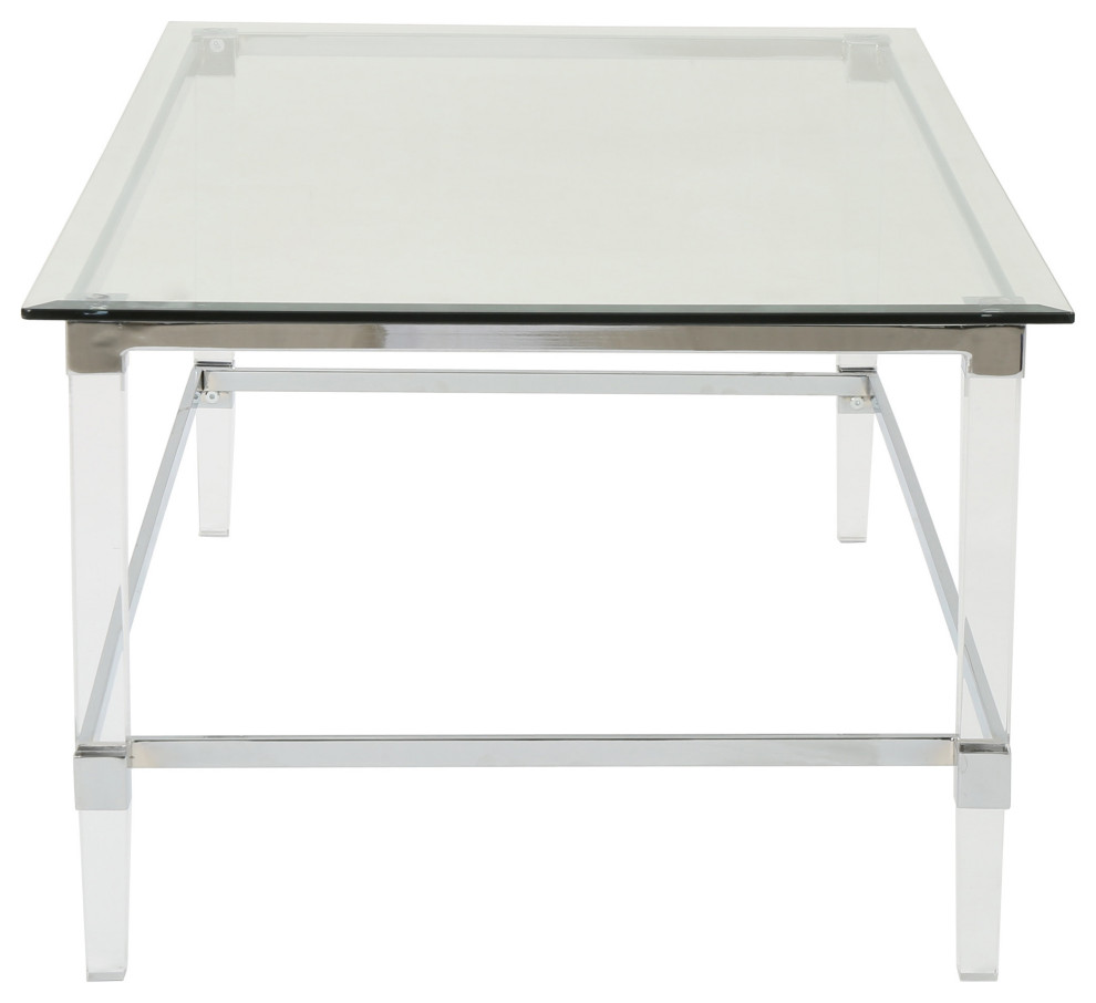 GDF Studio Bayor Tempered Glass Coffee Table With Acrylic and Iron Accents   Contemporary   Coffee Tables   by GDFStudio  Houzz