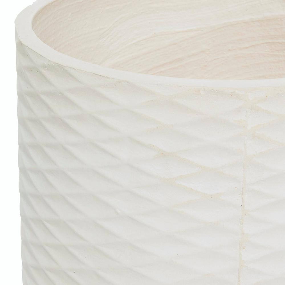 Litton Lane 14 in. and 16 in. White Textured Round Fiberclay Planters (Set of 2) 46500