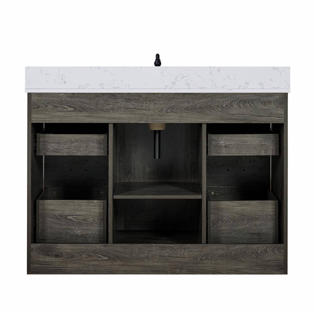 SUDIO Rafter 48 in. W x 22 in. D Bath Vanity in Charcoal Gray with Engineered Stone Vanity Top in Carrara White with Basin Rafter-48CG