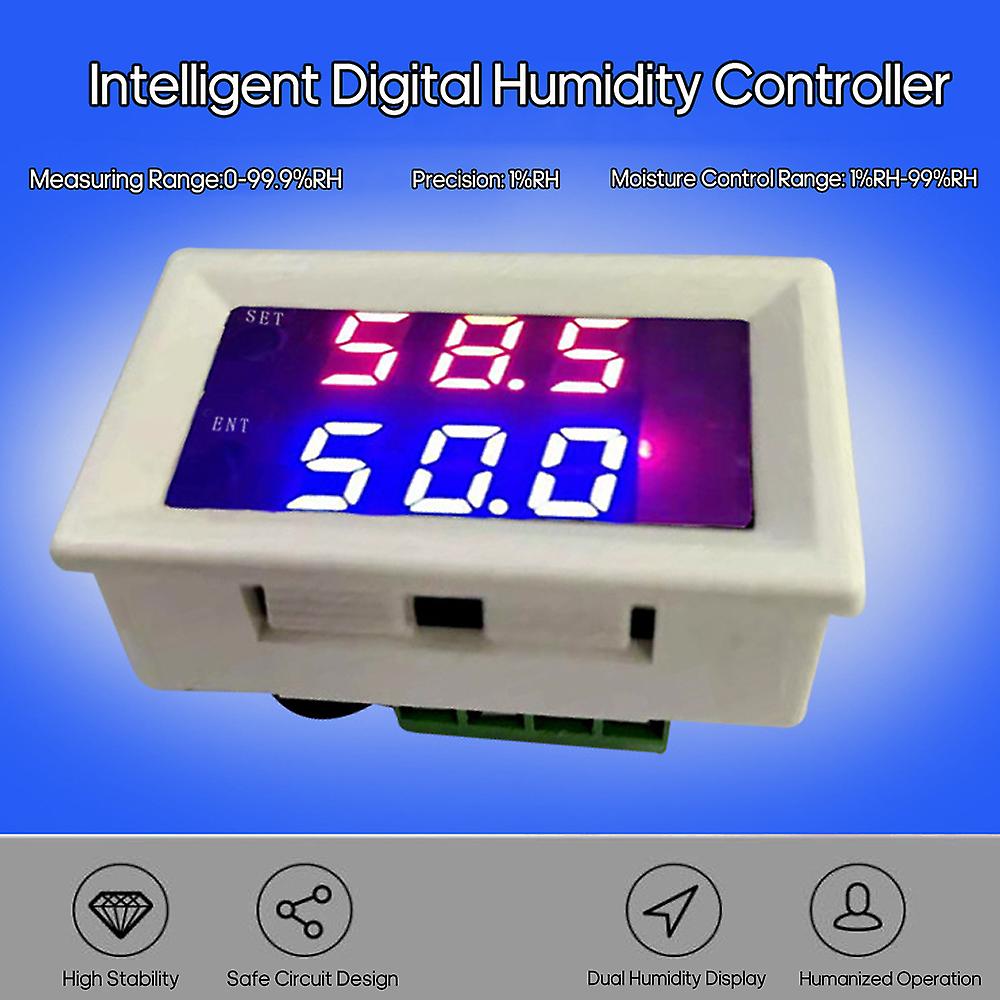 12v and Blue-red Digital Humidity Controller Intelligent Humidity Control Switch Humidistat Regulator Hygrometer