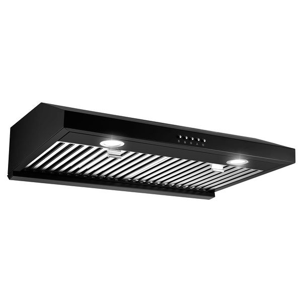 30 in. 600 CFM Ductless Under Cabinet Range Hood in Black with 2 LED Lights