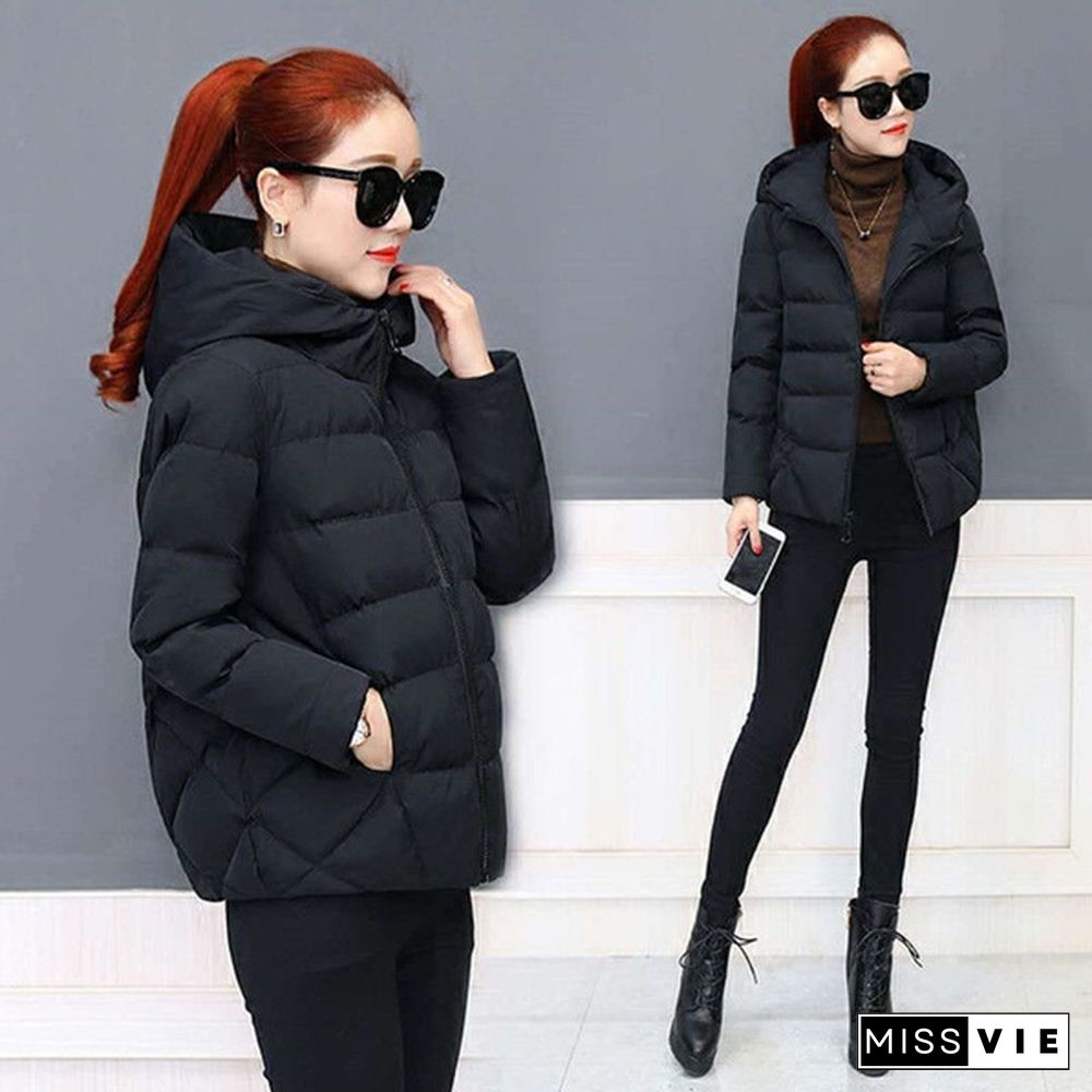 Women's Winter Jacket New Large Loose Hooded Cotton Padded Jacket Short Coat Cotton Padded Women's Winter Wear