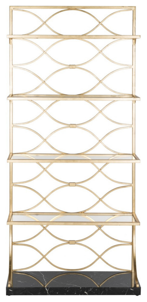 Pami 4 Glass Tier Marble Base Etagere/ Bookcase Gold/ Black/ Clear   Modern   Bookcases   by Virgil Stanis Design  Houzz