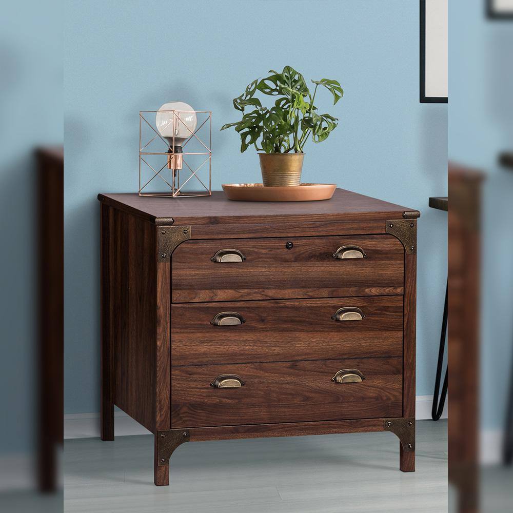 SAINT BIRCH Hanson Walnut 3-Drawer Lateral File Cabinet SBLG4105LFWN