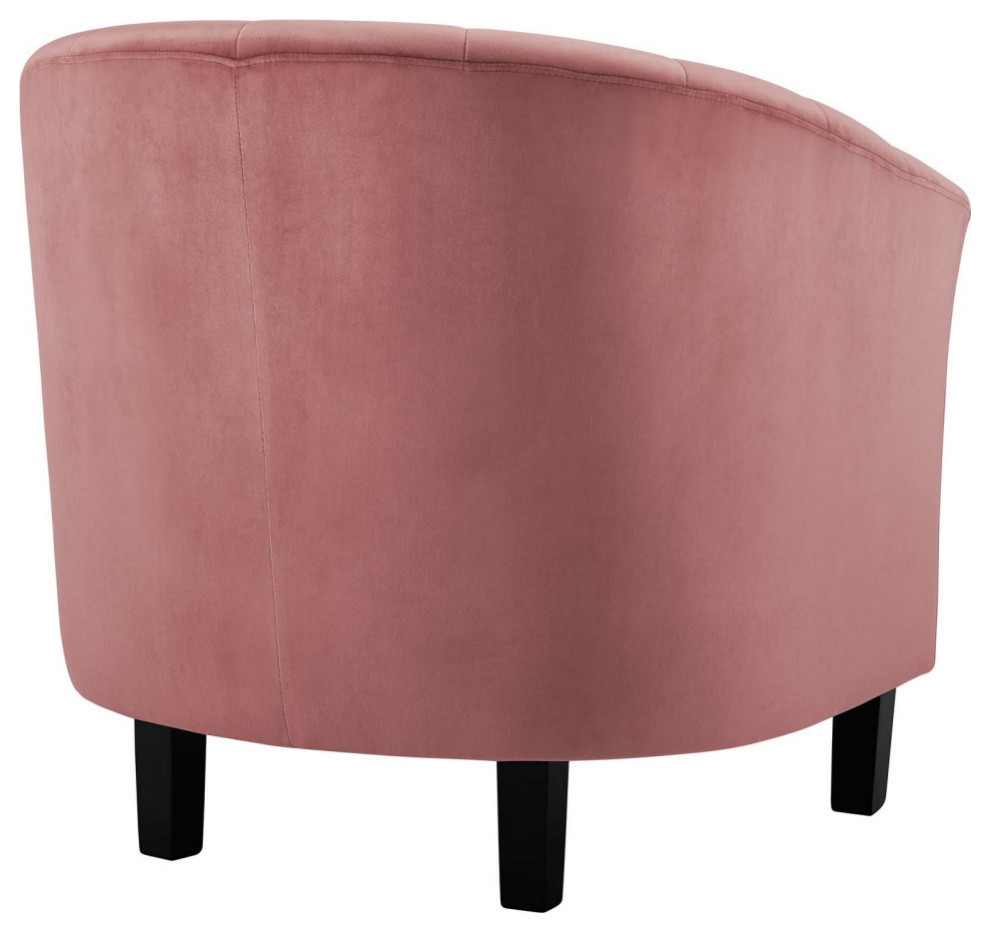 Zoey Dusty Rose Channel Tufted Performance Velvet Armchair   Contemporary   Armchairs And Accent Chairs   by V.S.D Furniture  Houzz