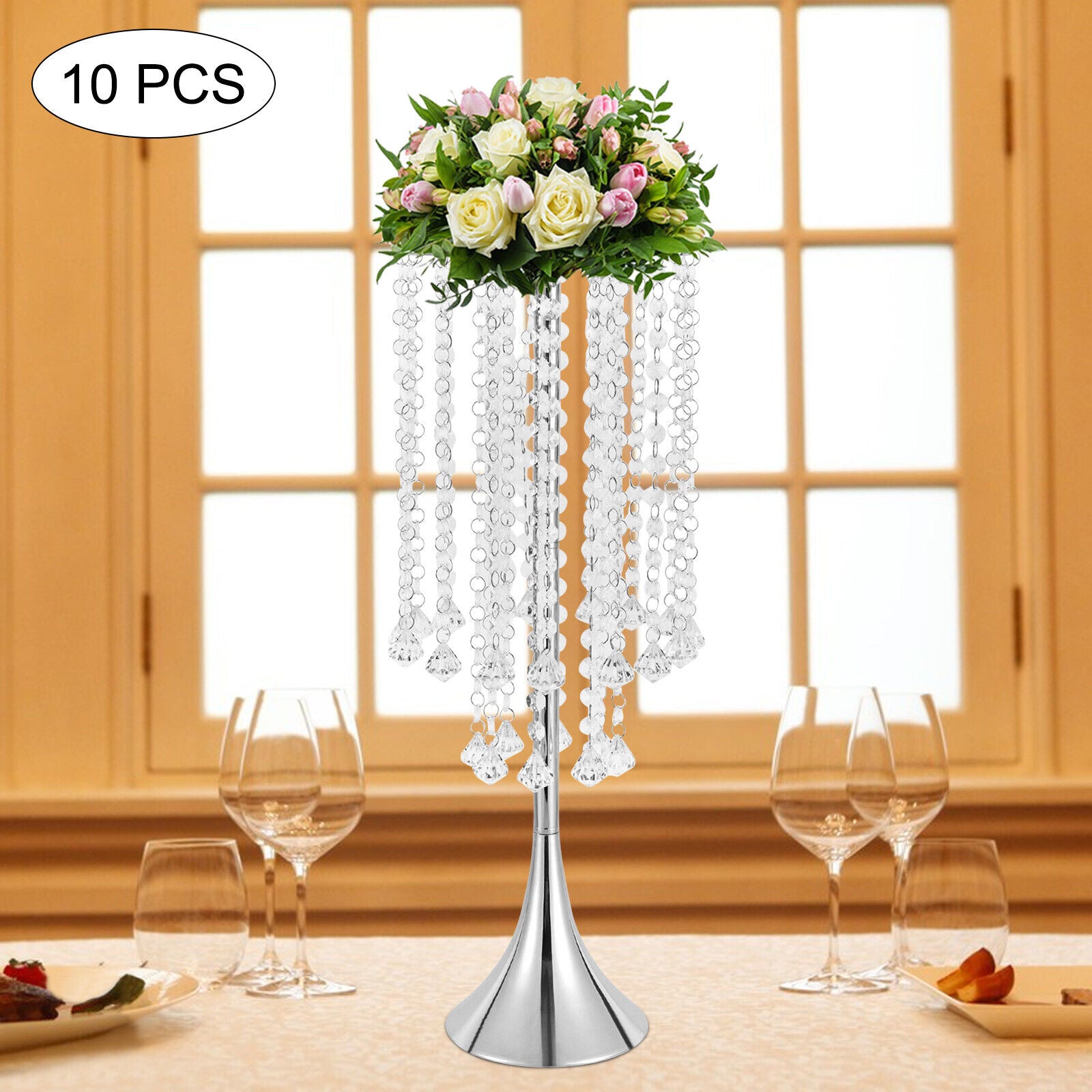 Miumaeov 10Pcs Wedding Centerpieces for Tables 55cm/21.6inch Tall Vases Metal Centerpieces Table Decorations for Wedding Ceremony Party Birthday Anniversary Events