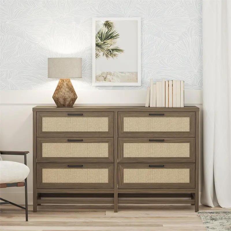 Lennon Brown Six Drawer Dresser