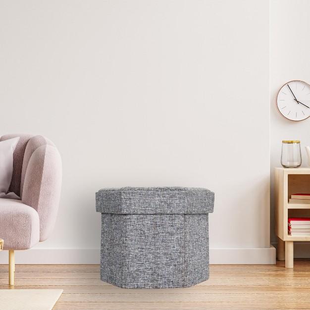 Vintiquewise Decorative Grey Foldable Hexagon Ottoman For Living Room Bedroom Dining Playroom Or Office