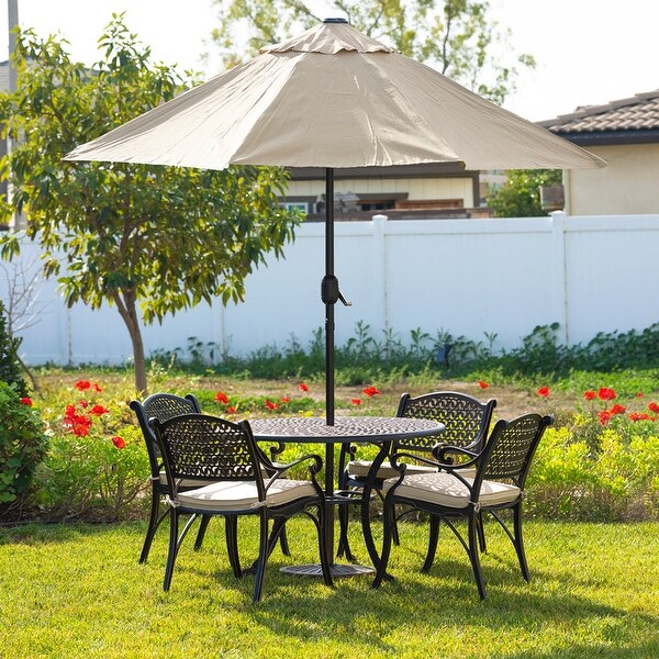 Kinger Home Harmon 5Piece Cast Aluminum Outdoor Dining with Cushions