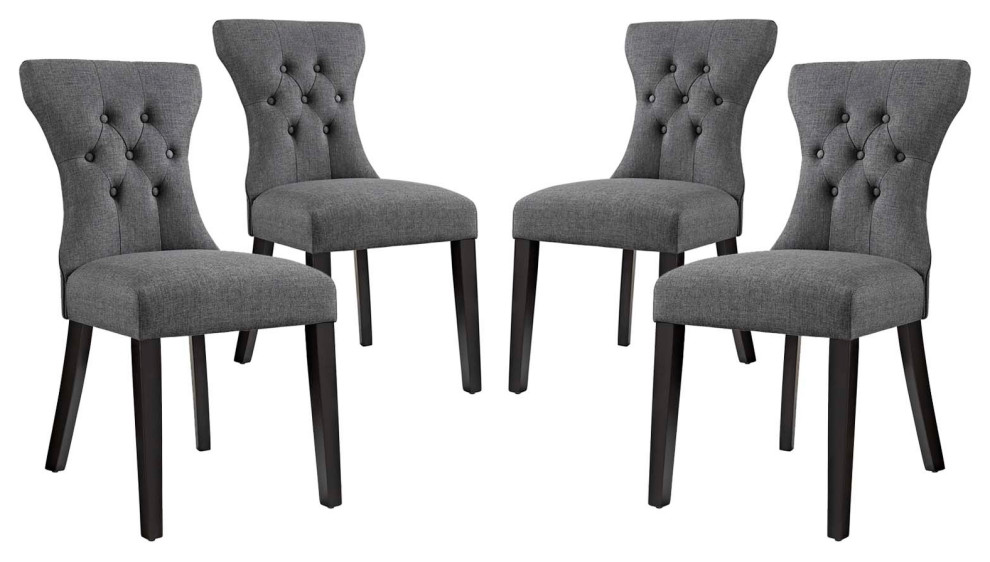 Gray Silhouette Dining Side Chairs Upholstered Fabric Set of 4   Transitional   Dining Chairs   by PARMA HOME  Houzz