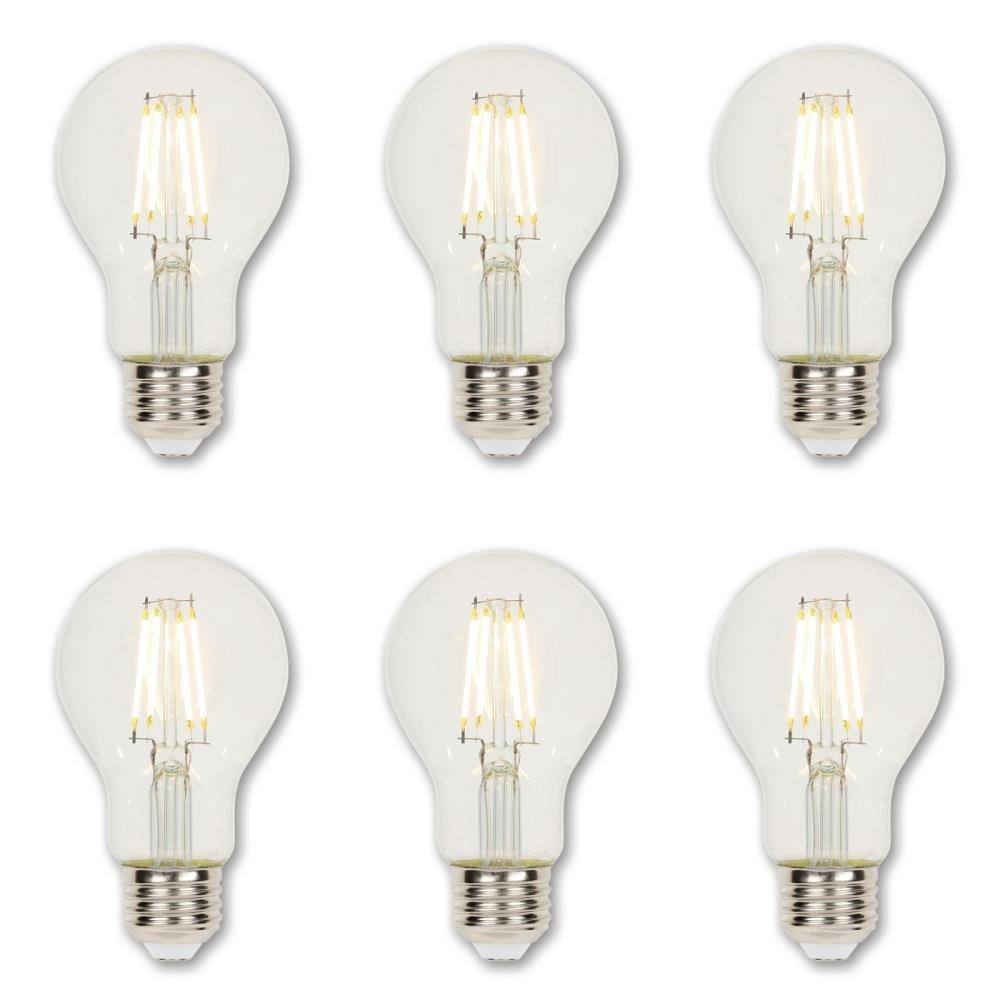 Westinghouse 60-Watt Equivalent A19 Dimmable Clear Edison Filament LED Light Bulb Soft White Light (6-Pack) 5316520