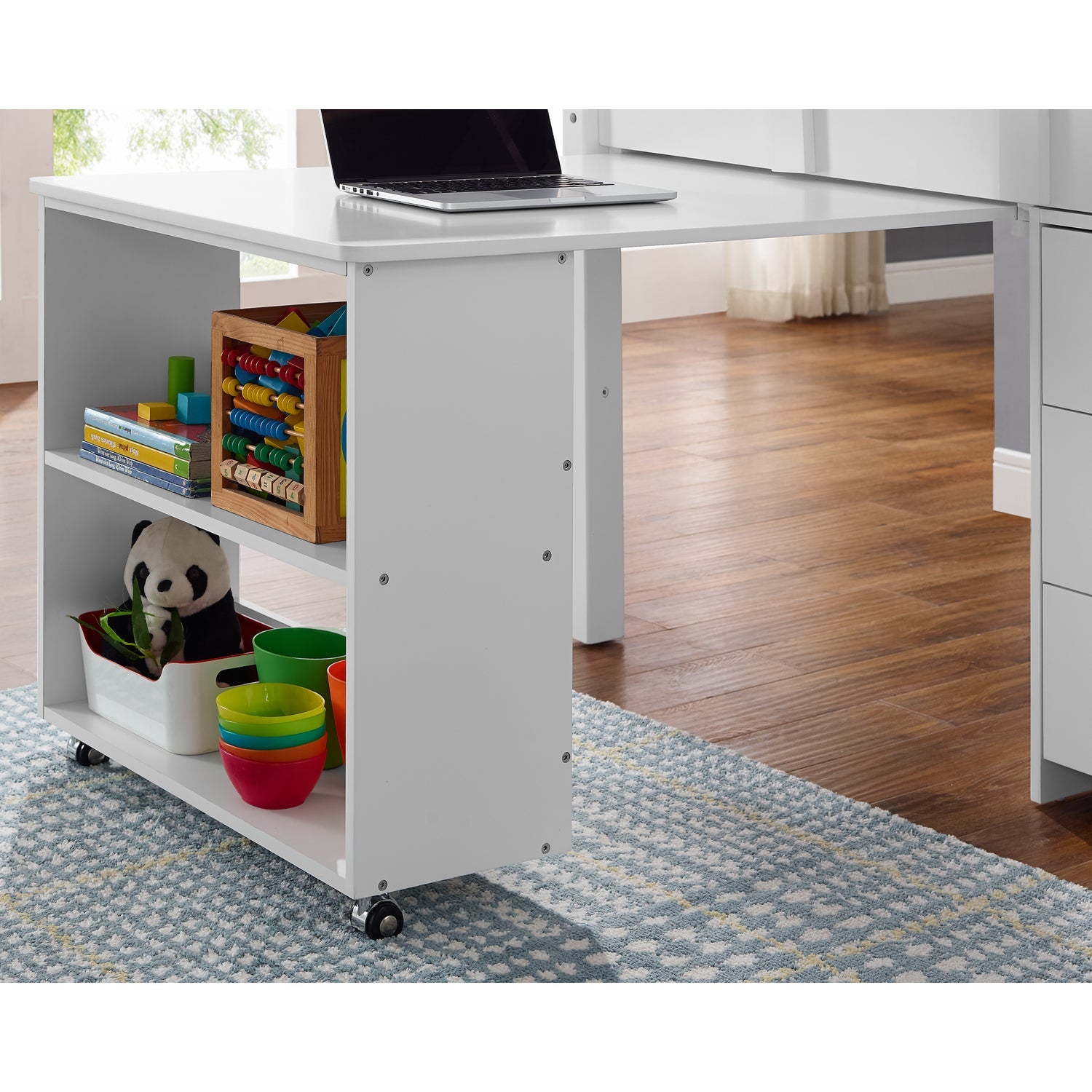 Naomi Home Twin Low Loft Bed with Desk for Kids, Study Loft Bed, White