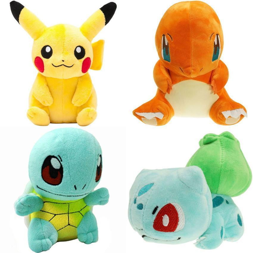 4PC Set Pokemon Plush Toys Pikachu Bulbasaur Squirtle Charmander Action Toy 6