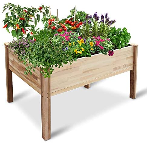 Jumbl Raised Canadian Cedar Garden Bed | Elevated Wood Planter for Growing Fresh Herbs, Vegetables, Flowers, Succulents & Other Plants at Home | Great for Outdoor Patio, Deck, Balcony