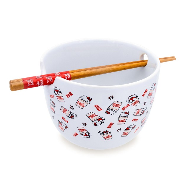 Silver Buffalo Sanrio Hello Kitty X Nissin Cup Noodles Ceramic Ramen Bowl And Chopstick Set