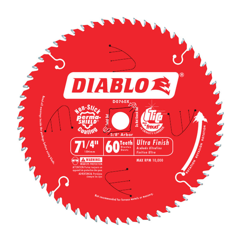 Diablo 7-1/4 in. D X 5/8 in. Carbide Finishing Saw Blade 60 teeth 1 pc