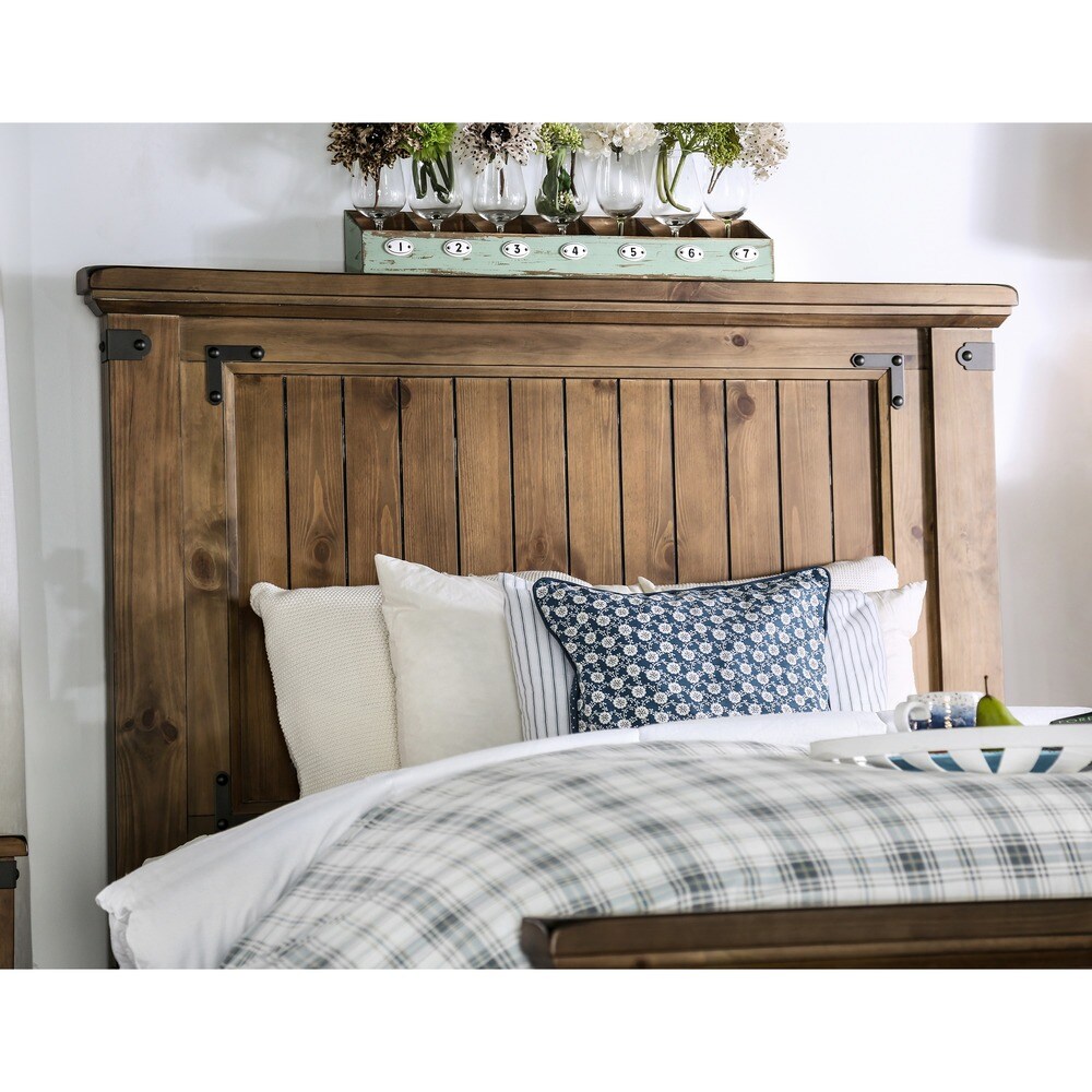 Sierren Country Brown Wood 3 Piece Panel Bedroom Set with USB Port by Furniture of America