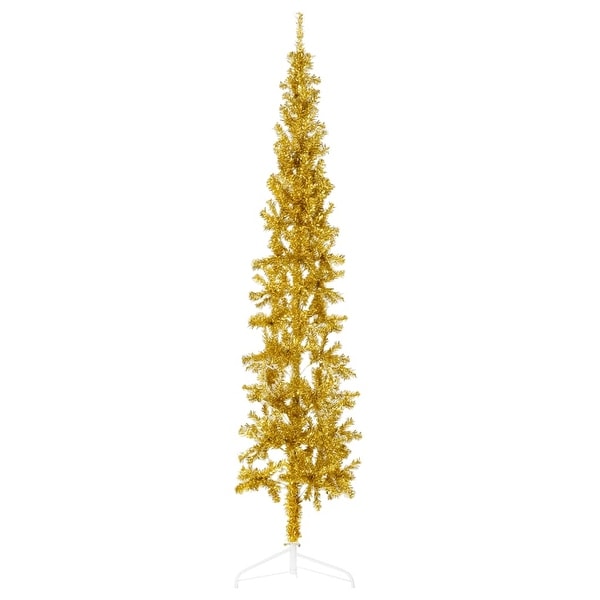 vidaXL Christmas Tree Decoration Slim Artificial Half Xmas Tree with Stand