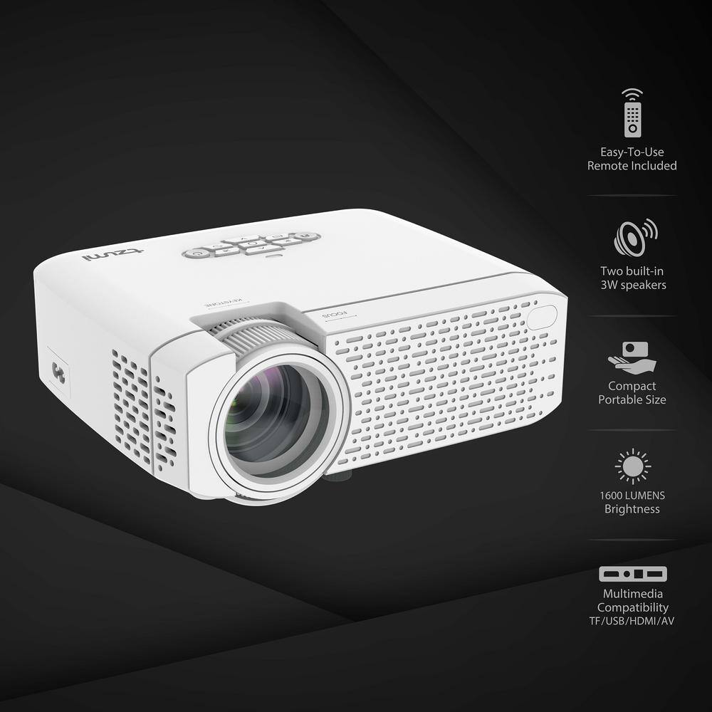 Tzumi Go Theater 800 x 480 LED Home Cinema Projector Wifi with 1600 Lumens and Wifi 7796HD