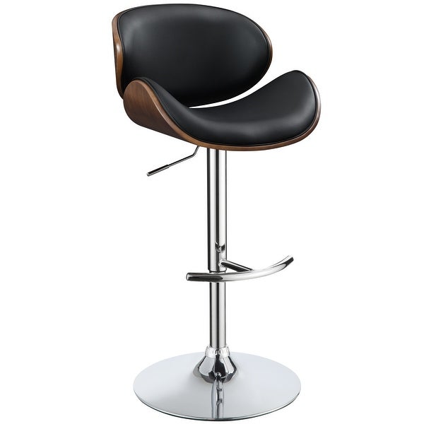 Modern Walnut Bentwood Design Adjustable Stool with Chrome Base