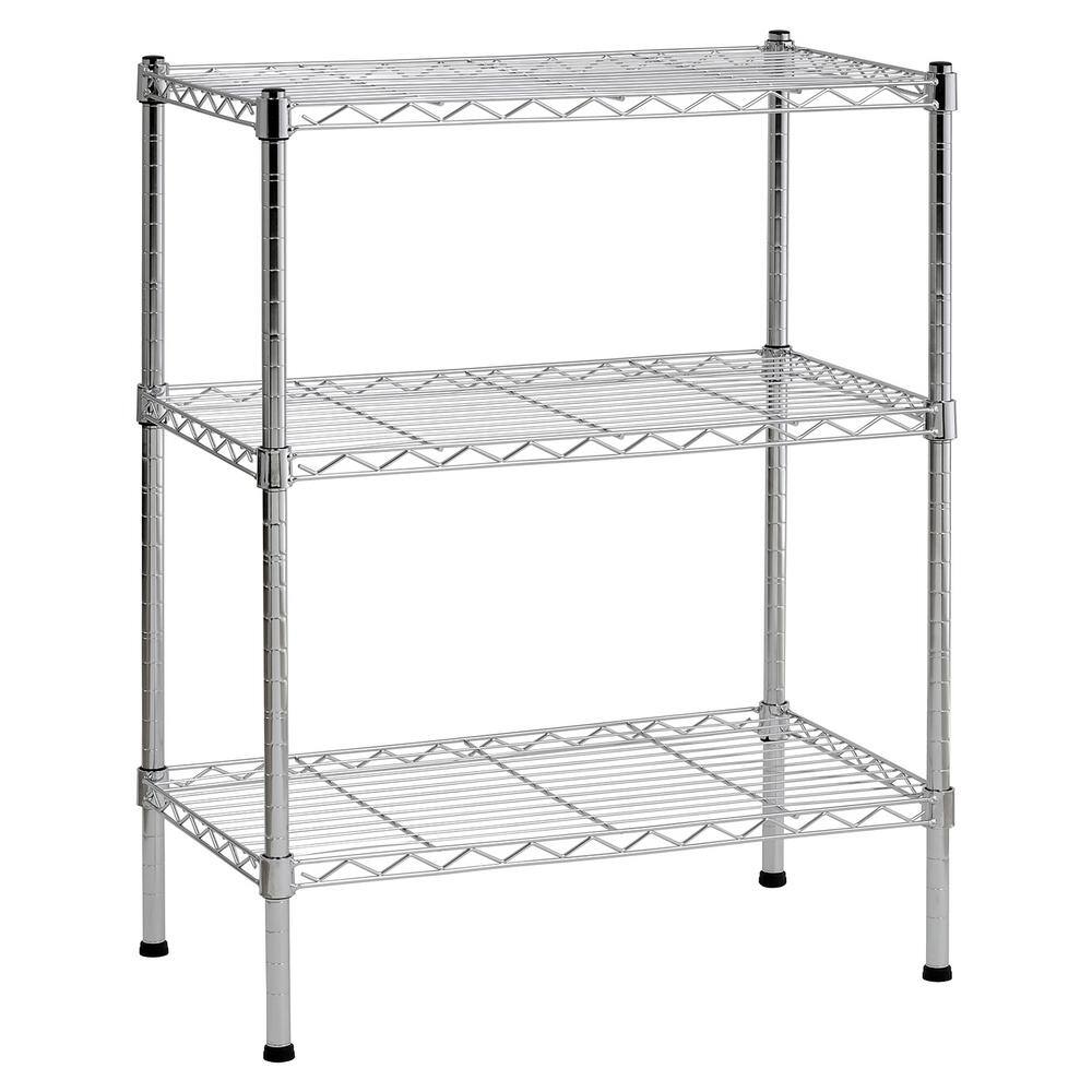 Sandusky Chrome 3-Tier Steel Wire Shelving Unit (24 in. W x 30 in. H x 14 in. D) WS241430