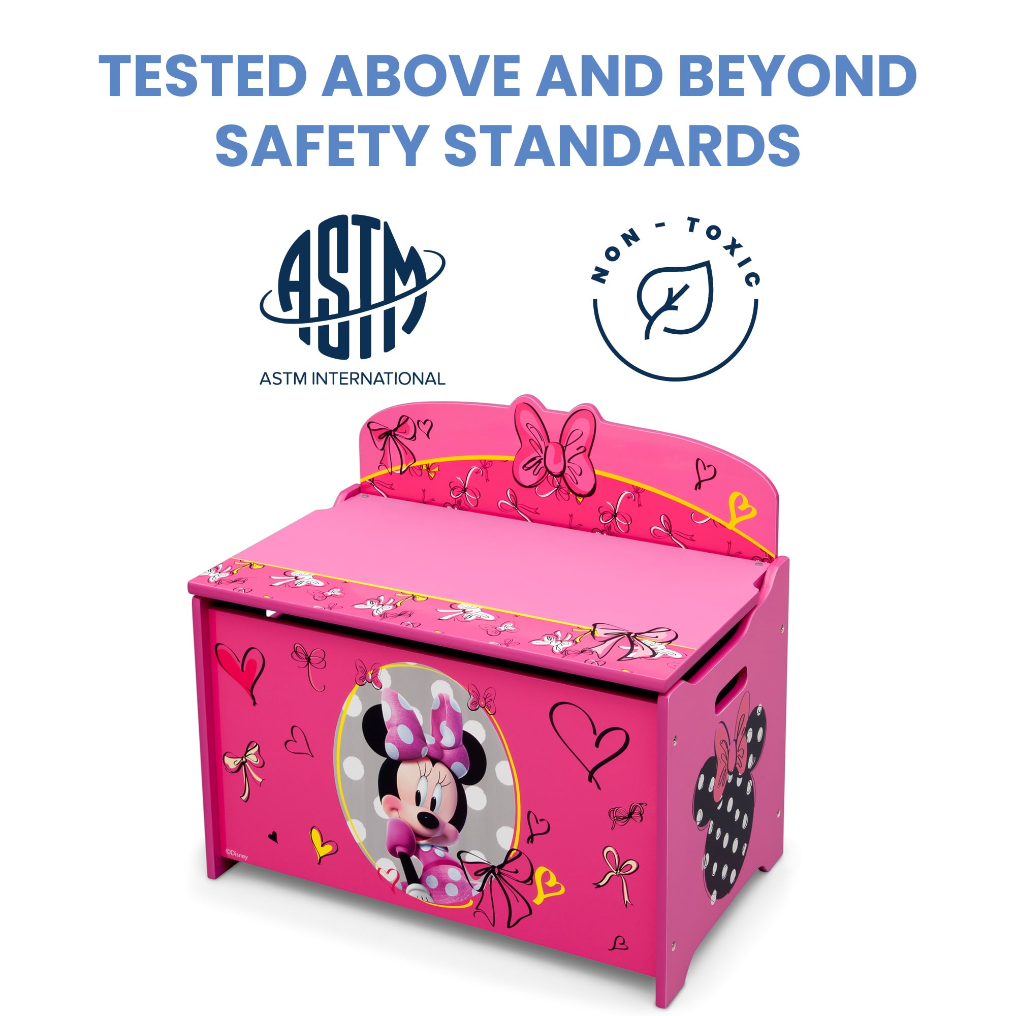 Disney Minnie Mouse Deluxe Wood Toy Box by Delta Children, Greenguard Gold Certified