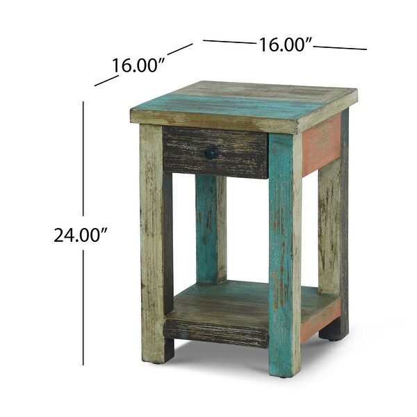 Meader Mango Wood Handmade Distressed Large Side Table by Christopher Knight Home