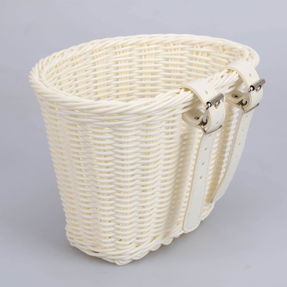 Browns Bicycle Front Basket Handwoven Kid Adult Bike Handlebar Carrier Bag (White)