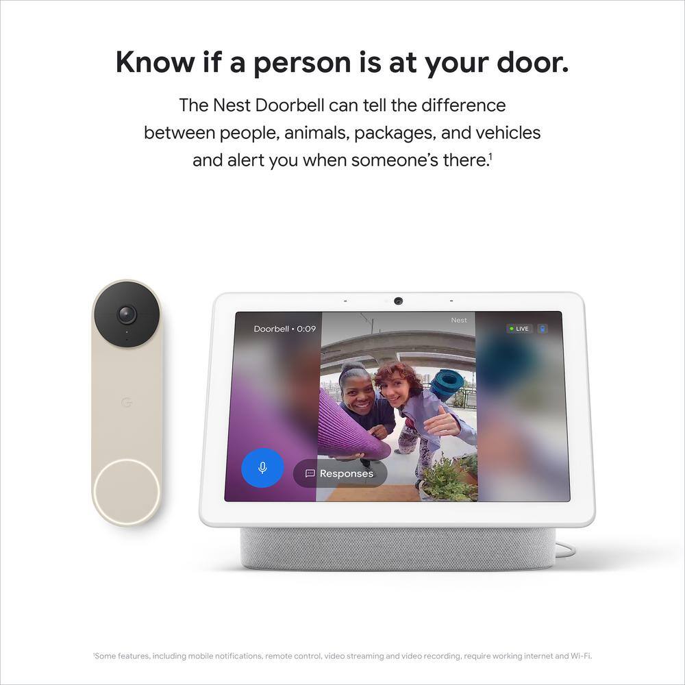 Google Nest Doorbell (Battery) - Smart Wi-Fi Video Doorbell Camera - Linen GA03013-US