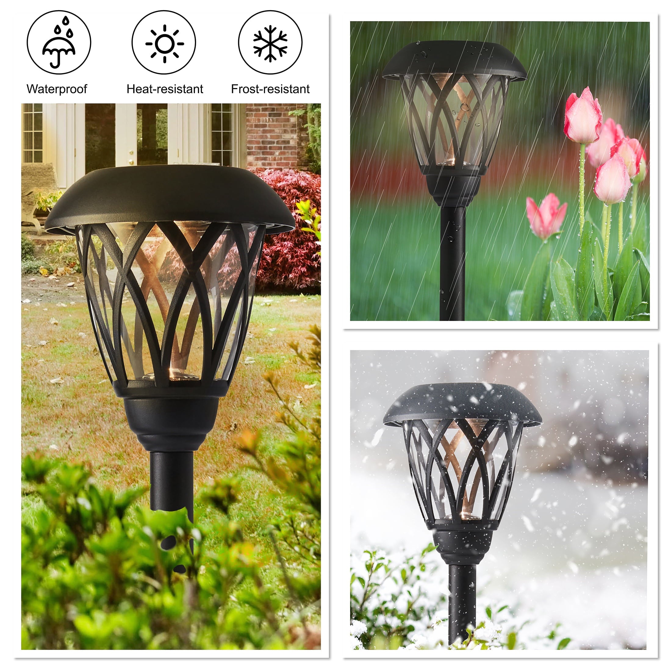 Mainstays Solar Powered Black Lattice LED Landscape Pathway Light with Glass Lens， 8 Lumens