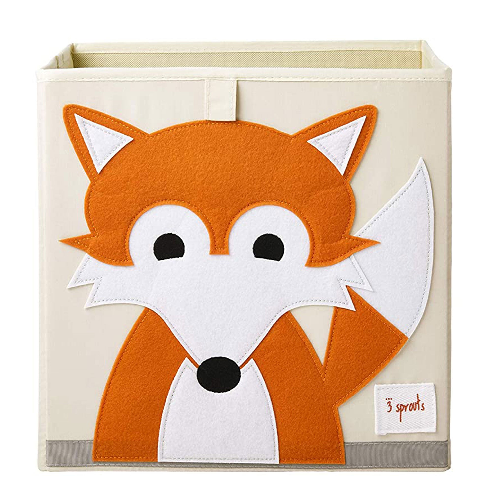 3 Sprouts Kids Foldable Fabric Storage Cube Bin Box, Fox & Hedgehog (2 Pack)