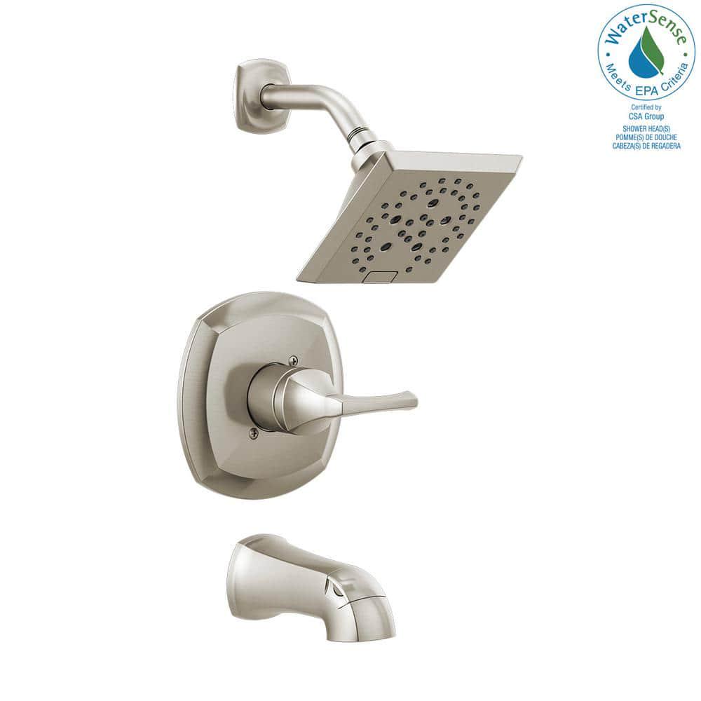 Delta Portwood SingleHandle 5Spray Tub and Shower Faucet with H2Okinetic in SpotShield Brushed Nickel