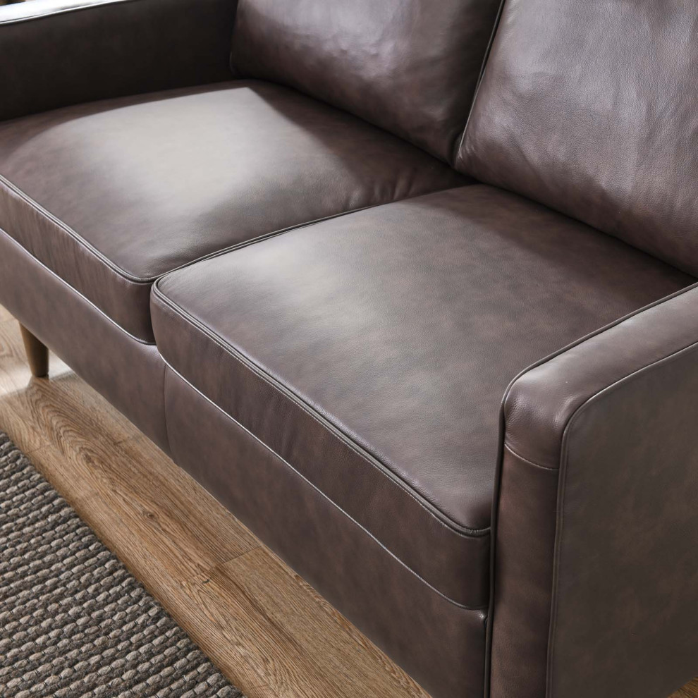 Loveseat Sofa  Brown  Leather  Modern  Mid Century Hotel Lounge Cafe Lobby   Midcentury   Loveseats   by House Bound  Houzz