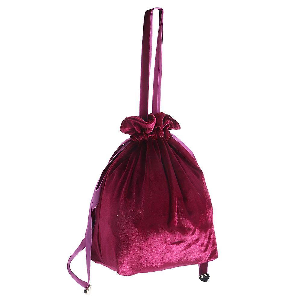 Household Portable Velvet Makeup Cosmetic Bag Drawstring Storage Bag For Outdoor Travelingwine Red S Size